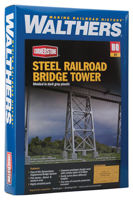 Walthers Cornerstone 933-4554 Steel Railroad Bridge Tower HO Scale Kit - box front