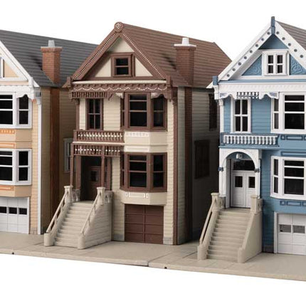 WalthersTrainline 931-B950 Victorian House 5-Kit Set HO Scale - five assembled painted Victorian homes