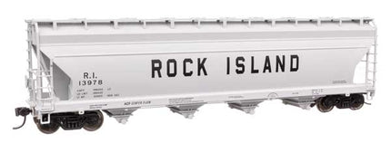 Walthers Mainline 910-49214 ACF 5250 4-Bay Centerflow Covered Hopper Rock Island #13978 HO Scale - side view