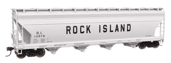Walthers Mainline 910-49214 ACF 5250 4-Bay Centerflow Covered Hopper Rock Island #13978 HO Scale - side view