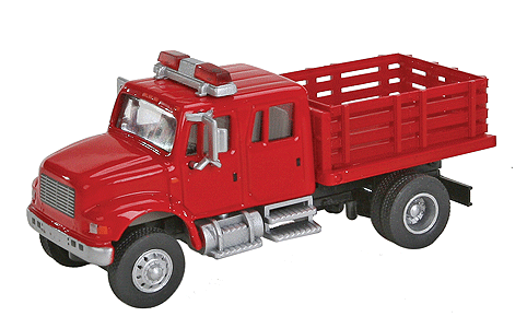 Walthers SceneMaster 949-11892 International 4900 Fire Department Utility Truck HO Scale - assembled red model