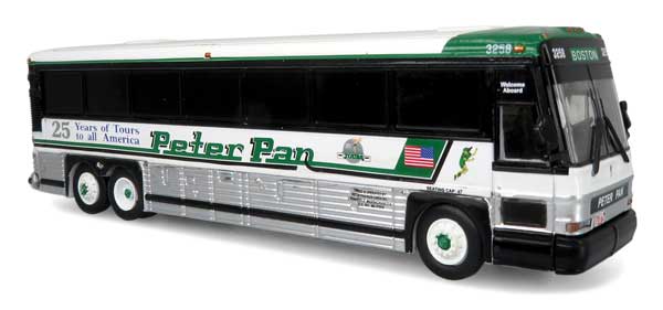Iconic Replicas 87-0484 | MCI D4000 Coach - Peter Pan 25 Years of Tours - Assembled | HO Scale