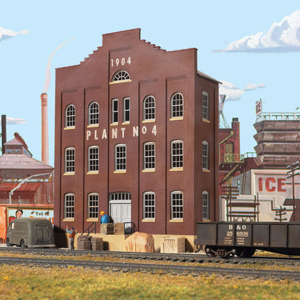 Walthers Cornerstone 933-3183 Plant No. 4 Background Building HO Scale - assembled model on layout