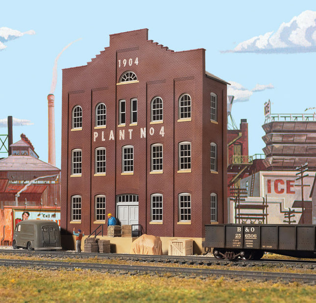 Walthers Cornerstone 933-3183 Plant No. 4 Background Building HO Scale - assembled model on layout