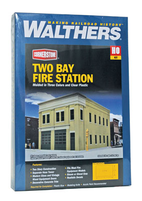 Walthers Cornerstone 933-4022 | Two-Bay Fire Station Building Kit | HO Scale