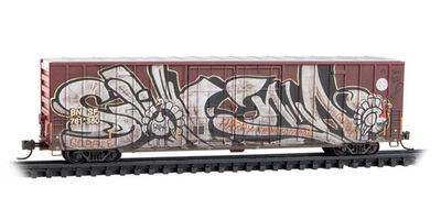 Micro-Trains 12344170 BNSF #761380 60' Plug Door Boxcar N Scale - weathered with graffiti