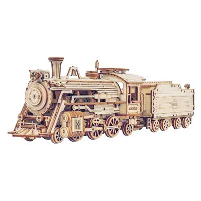 Robotime ROKR MC501 | Prime Steam Express - Mechanical Wooden 3D Puzzle Train Kit - 308 Pieces | DIY Display Model