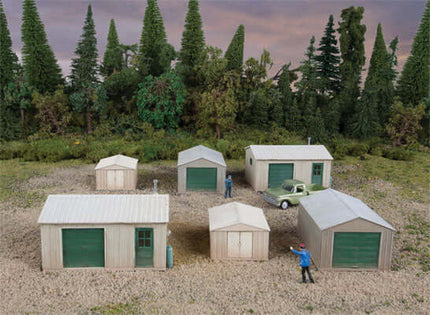 Walthers Cornerstone 933-4123 | Metal Yard Sheds 6-Pack Kit | HO Scale