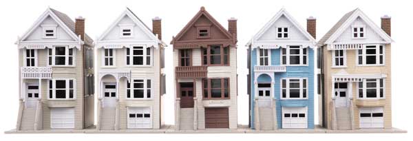 WalthersTrainline 931-B1050 Victorian House 5-Kit Set N Scale - assembled models