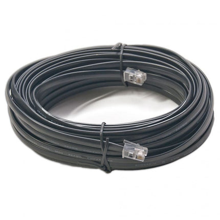 Digitrax LNC501 50ft LocoNet Cable - coiled black 6-wire flat cable with RJ12 plugs