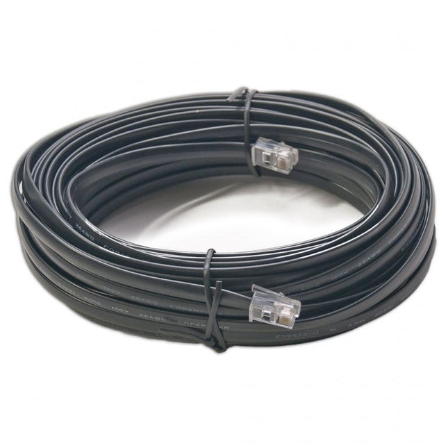 Digitrax LNC501 50ft LocoNet Cable - coiled black 6-wire flat cable with RJ12 plugs