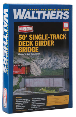 Walthers Cornerstone 933-4506 | 50' Single-Track Deck Girder Bridge Kit | HO Scale