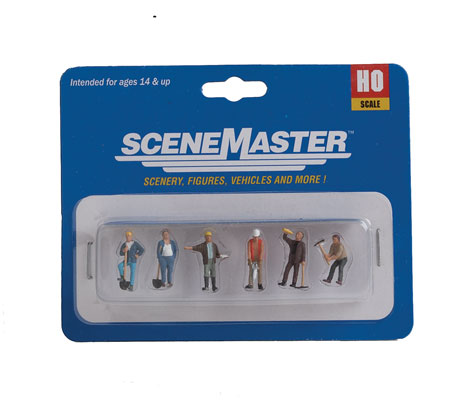 Walthers SceneMaster 949-6022 | Construction Workers Set #1 - Pack of 6 Painted Figures | HO Scale