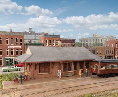 Walthers Cornerstone 933-3553 | Pennsylvania System Brick Combination Station - Express & Passenger Depot - Building Kit | HO Scale