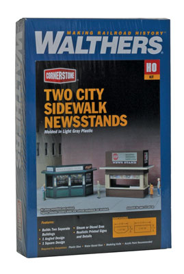Walthers Cornerstone 933-3773 | Two City Sidewalk Newsstands Kit | HO Scale