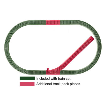 Lionel 6-12044 FasTrack Siding Track Add-on Pack O Scale - layout diagram showing siding spur added to basic FasTrack oval