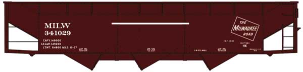 Accurail 81852 AAR 70-Ton Offset-Side 3-Bay Hopper HO Scale - Milwaukee Road #341029 kit