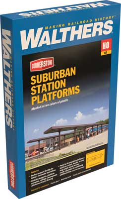 Walthers Cornerstone 933-4099 Suburban Station Platforms Kit pkg(4) HO Scale - box front