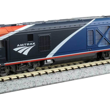 Kato 176-6056 Siemens ALC-42 Charger Amtrak #312 N Scale model train on track.