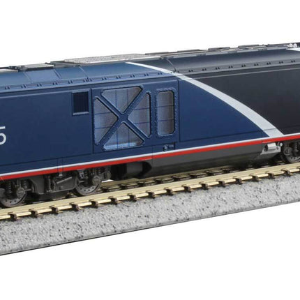 Kato 176-6056 Siemens ALC-42 Charger Amtrak 315 N Scale model train on track.
