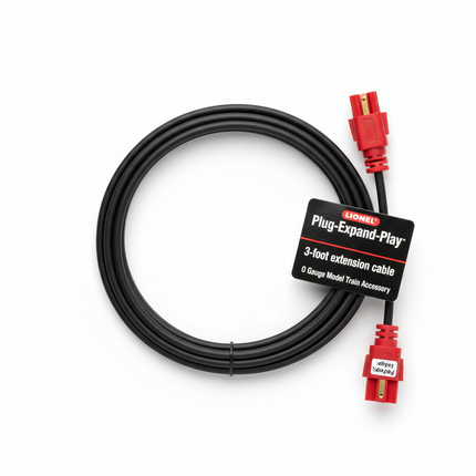 Lionel 6-82918 | FasTrack Plug-Expand-Play 3' Power Cable Extension - 3-Pin M/F | O Gauge