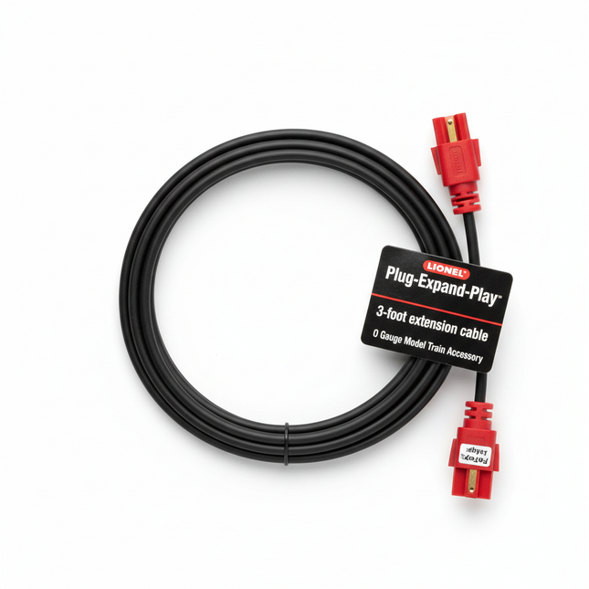 Lionel 6-82918 | FasTrack Plug-Expand-Play 3' Power Cable Extension - 3-Pin M/F | O Gauge
