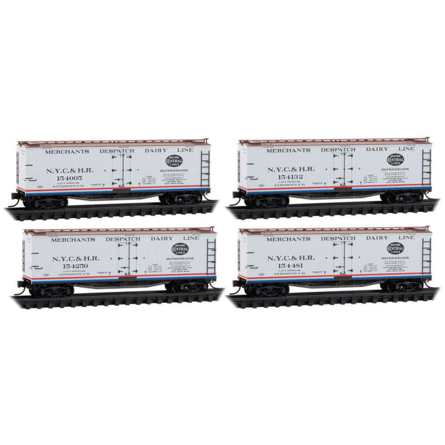 Micro-Trains 4-pack N scale 40' wood reefers New York Central & Hudson River cars 154005, 154250, 154132, 154481