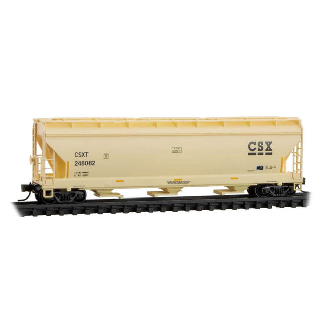 CSXT 3-Bay Covered Hopper Rd# 248082 model, N Scale train car, detailed design, perfect for collectors and enthusiasts.