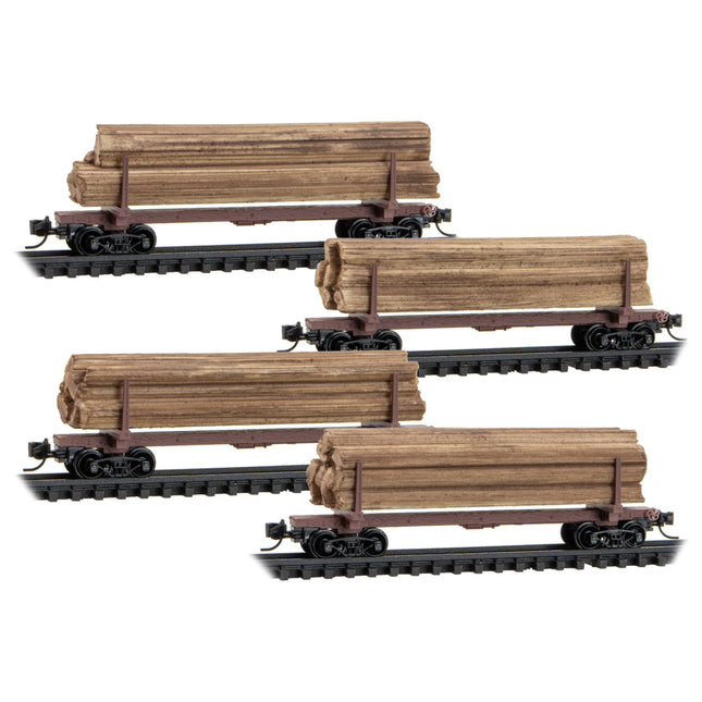 Micro-Trains 983 00 232 | Logging Car 4 Pack Runner Pack #232 | N Scale
