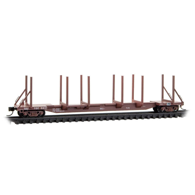 Micro Trains N Scale Ortner 65' 100-Ton Log Car, Southern Railway #118003, ho scale model train.