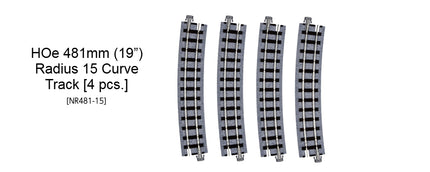 Kato 52-250 Narrow Gauge Unitrack R481-15 Curve Track 4 pcs HOe - the four curve pieces