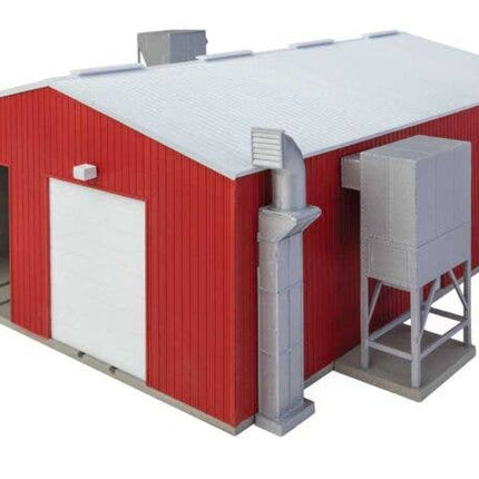 Walthers Cornerstone 933-3909 Railroad Paint Shop Kit HO Scale - front view with roll-up doors