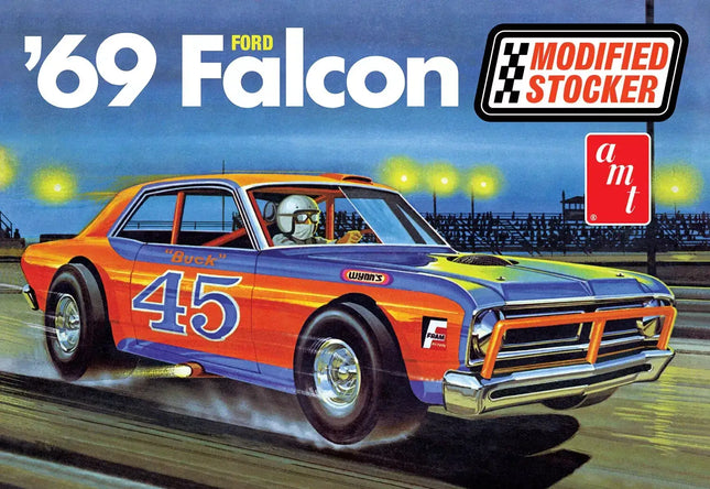 1969 Ford Falcon Modified Stocker Model Kit Box Art - AMT 1446, 1/25 Scale Racing Model Car