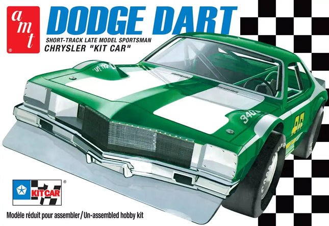 AMT 1450 Dodge Dart Sportsman model kit box with green race car illustration.