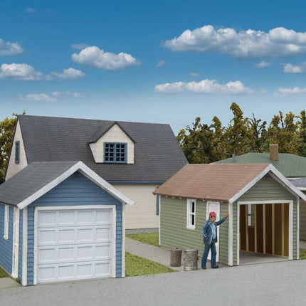 Walthers Cornerstone 3796 | Single-Car Garage 2-Pack Building Kit | HO Scale