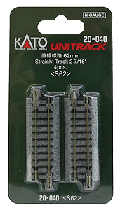 Kato 20040 | Straight Roadbed Track Section 62mm 4-Pack - Unitrack | N Scale
