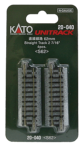 Kato 20040 | Straight Roadbed Track Section 62mm 4-Pack - Unitrack | N Scale