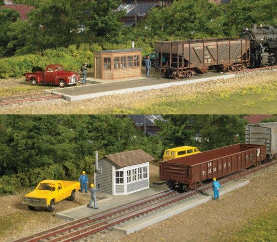 Walthers Cornerstone 933-3199 Track Scales HO Scale - assembled scene with scale houses