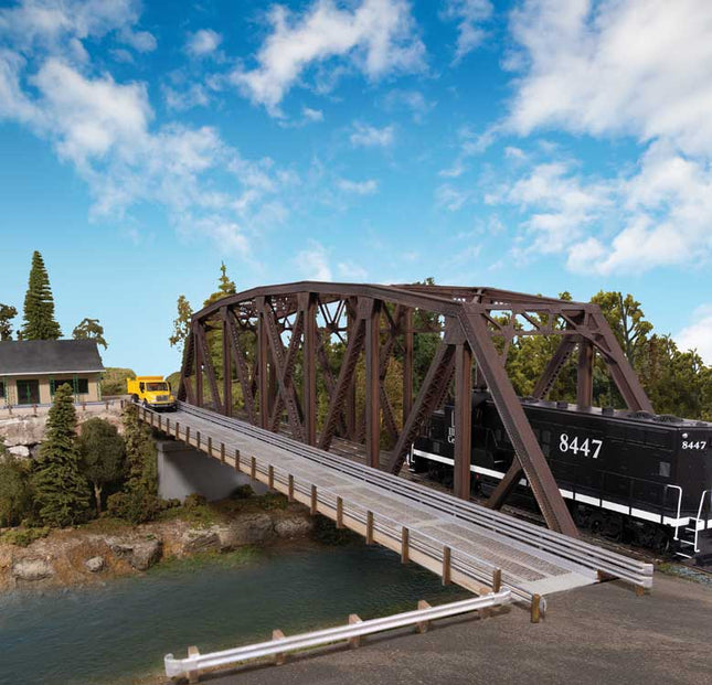 Walthers Cornerstone 4523 | Truss Railroad Bridge with Roadway Building Kit | HO Scale