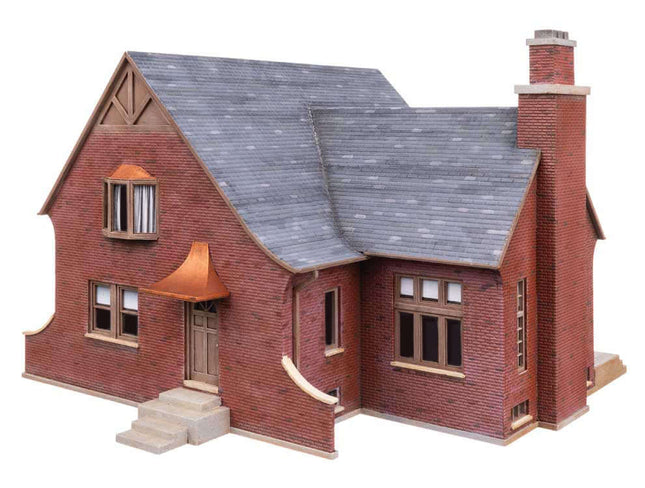 Walthers Cornerstone 933-4250 | Tudor House – Plastic Building Kit | HO Scale model showing detailed brick design.