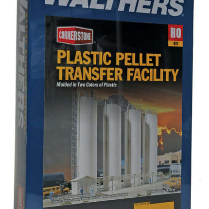 Walthers Cornerstone 933-3081 | Plastic Pellet Transfer Facility | HO Scale packaging showcasing model kit.