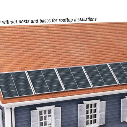 Walthers SceneMaster 949-4196 | Rooftop Solar Panels - Plastic Building Kit | HO Scale installed on a model rooftop.