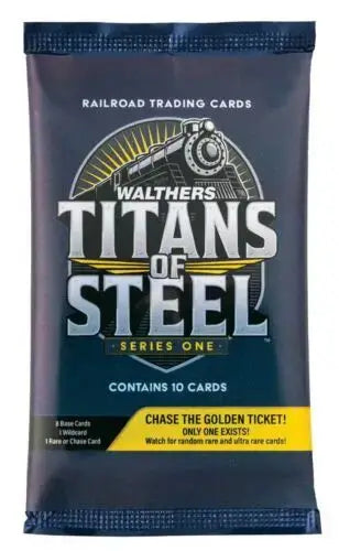 Walthers | Titans of Steel Railroad Trading Cards – Series One 10-Card Pack sealed packaging featuring collectible cards.