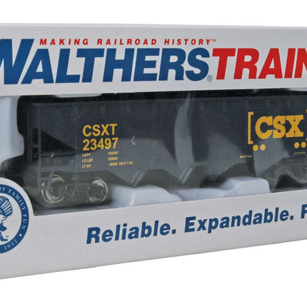 WalthersTrainline 931-1425 | Offset Hopper - Ready to Run - CSX Transportation (blue, yellow; Boxcar Logo) | HO Scale