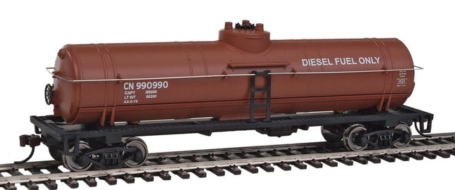 WalthersTrainline 931-1445 | Tank Car - Ready to Run - Canadian National (Boxcar Red, Diesel Fuel Service) | HO Scale