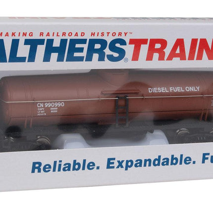 WalthersTrainline 931-1445 | Tank Car - Ready to Run - Canadian National (Boxcar Red, Diesel Fuel Service) | HO Scale