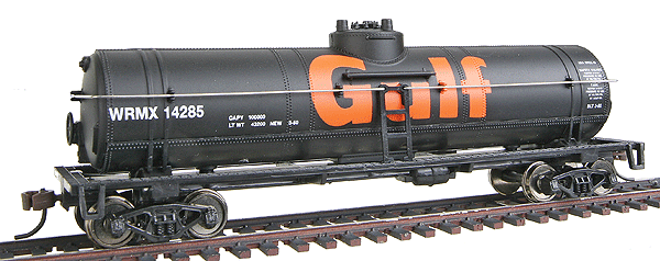 WalthersTrainline 931-1612 | 40' Tank Car - Ready to Run - Gulf Oil Company (black, orange; Billboard Lettering) | HO Scale