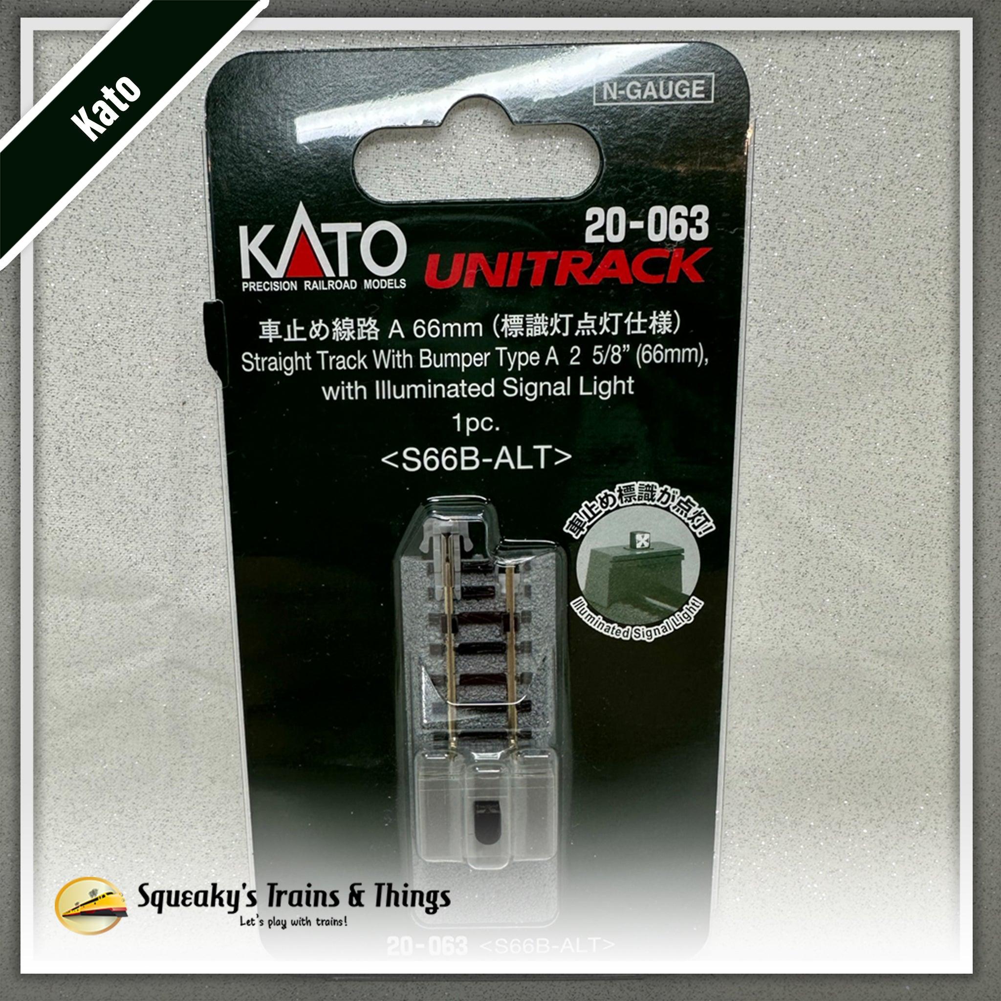 Kato 20-063 | Unitrack 66mm (2 5/6") Straight Track Type A with Illuminated Bumper | N Scale