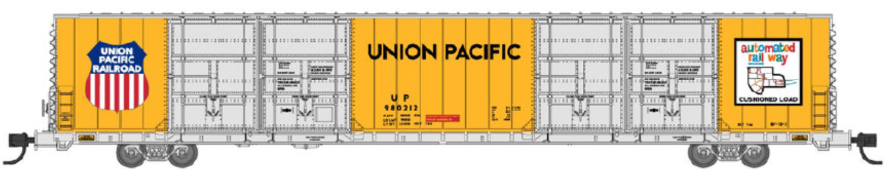Bluford Shops 87270 | 86' Quad Door Boxcar - Union Pacific - Automated Railway #980212 | N Scale