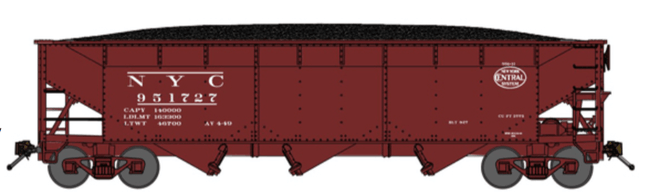 Bluford Shops 74190 | 70-Ton 3-Bay Offset Side Hopper - New York Central post-1949 - #NYC 951727 | N Scale